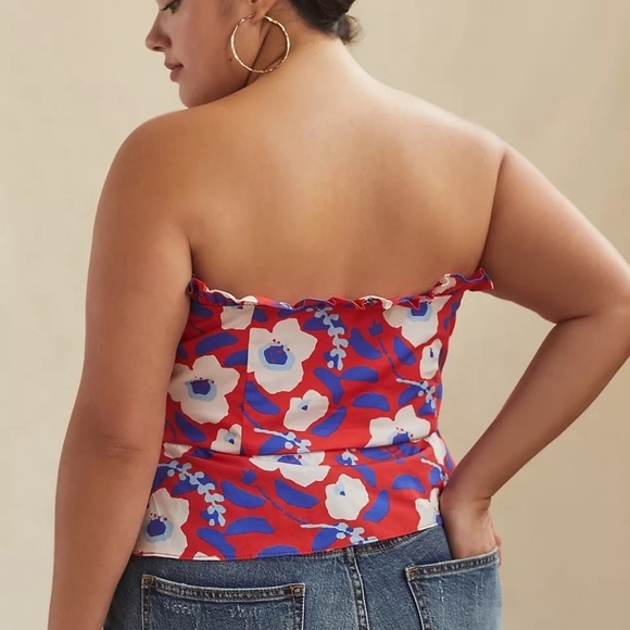 NWT Anthropologie Hutch Ruffle Strapless Floral Top 10 - Picture 3 of 6